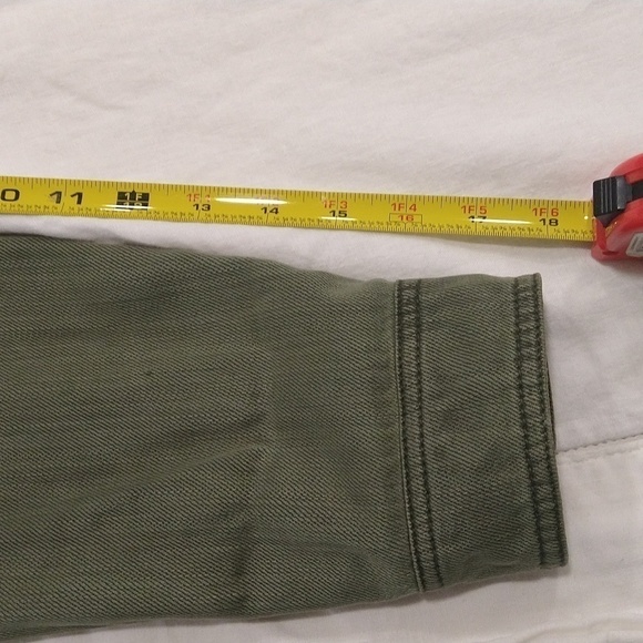 Anthropologie army green bronze metallic oversized shirt jacket size 8 - Picture 8 of 8